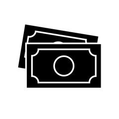 Paper Money Bills Stack Icon in Black and White
