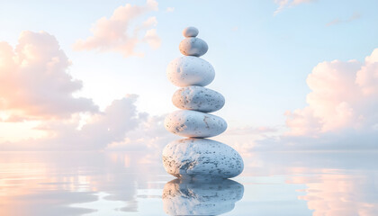 Balancing Stones on a Tightrope Symbolizing Work-Life Harmony