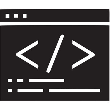 Simple Black and White Webpage Coding Icon