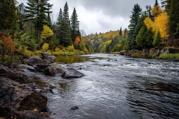 River meandering through autumn hues