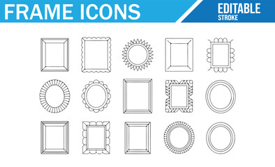 Decorative frame icons for use in photography, art, and design-related projects