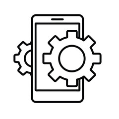 Smartphone with gears icon for settings and mechanics