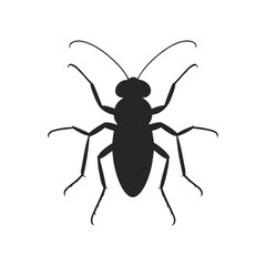 Cockroach Silhouette Vector Illustration on White Background, Perfect for Pest Control, Hygiene, and Sanitation Related Designs and Projects
