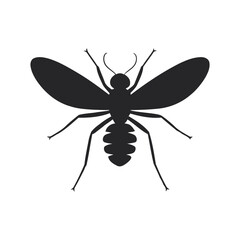 Mosquito Silhouette Vector Illustration on White Background, Ideal for Public Health, Disease Prevention, and Insect Control Related Designs