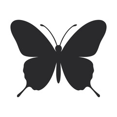 Elegant Butterfly Silhouette Vector Graphic, Ideal for Nature-Themed Designs and Creative Projects in Black and White, Isolated on White