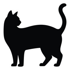 Black cat standing profile silhouette