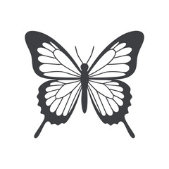 Transparent Background Butterfly Silhouette Vector Graphic, Ideal for Nature-Themed Designs and Creative Projects in Black and White
