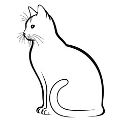 Elegant cat sitting profile view silhouette