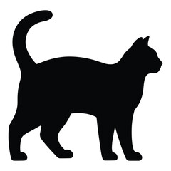 Black cat standing profile silhouette