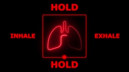 1 minute animation of a box breathing exercise guide with lungs icon and inhale-hold-exhale cycle. Useful for meditation, relaxation, and mindfulness apps or videos. health awareness campaigns, - Powered by Adobe