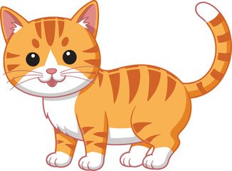 Cute Cartoon Ginger Cat Standing - Adorable Feline Pet Illustration
