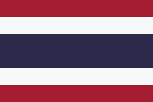 Official thailand national flag vector illustration with detailed red white blue stripes and emblem