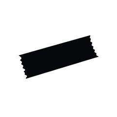 Black washi tape strip with torn edges jagged