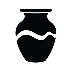 Black clay pot with water wave vase