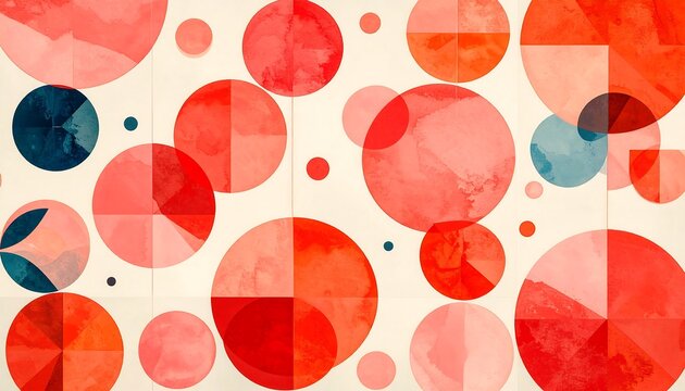 Abstract watercolor circles and triangles