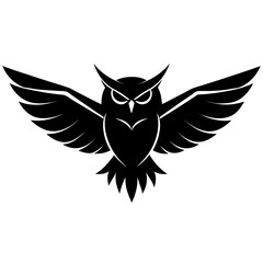 Naklejka premium Flying Owl Vector Silhouette Modern Tribal Bird Logo for Tattoo, Emblem