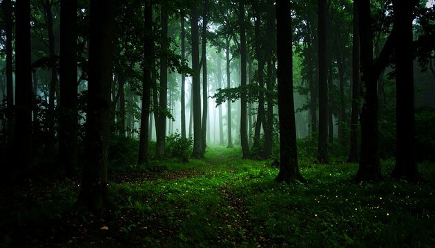 Misty forest path