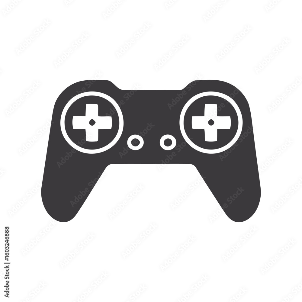 Poster gamepad controller vector illustration for gaming console with cross buttons and circular pads isola