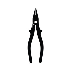 Black silhouette of needle nose pliers tool hand tool