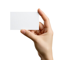 Fototapeta premium Blank white card holding a hand isolated on a transparent background