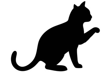 Alert cat silhouette with one paw raised animal domestic animal