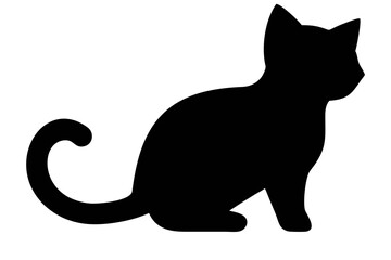 Fototapeta premium Black silhouette of a cat looking backward over shoulder