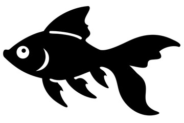 Goldfish swimming silhouette on white background aquatic
