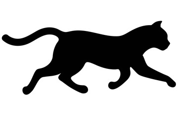 Running cat silhouette with extended legs motion animal