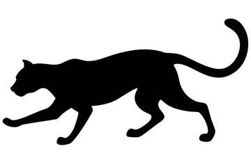 Silhouette of a Long Tailed Cat in Mid Stride feline