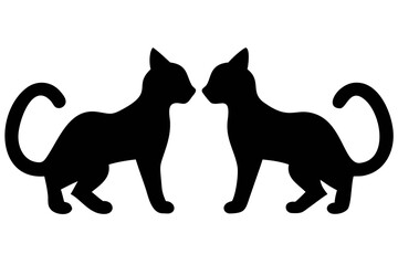 Two Black Cats Facing Each Other in Interaction Pose