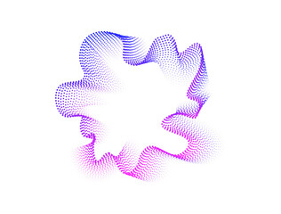Set of multicolored round abstract sound abstract glowing neon wave dots. Digital equalizer, radial spectrum, futuristic ai technology. Colorful circle for music and banner. Vector background .