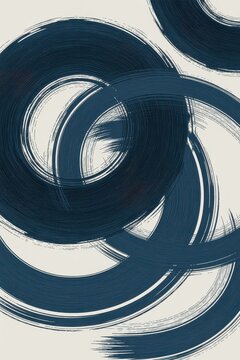 Bold Blue Swirl Abstract Brush Composition
