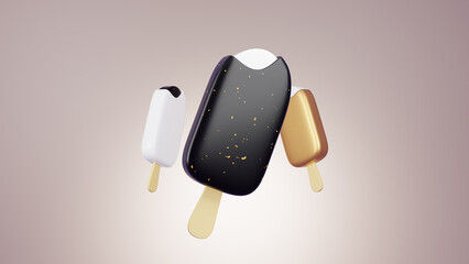 Ice-cream on white background. 3d render. 