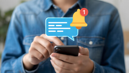 Man Receiving a New Message Notification Alert on His Smartphone