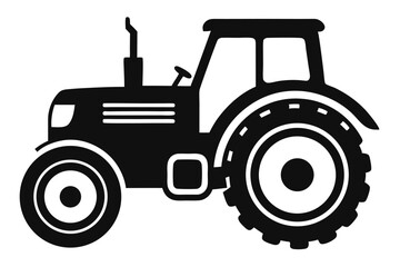 Black Silhouette Illustration of a Tractor with Wheels and Cab on Display