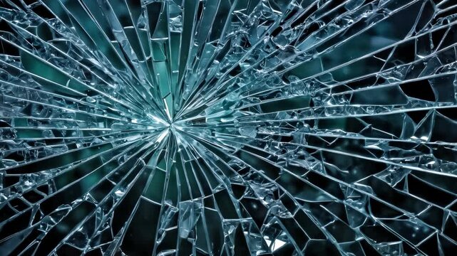 Slow-motion sequence of glass shattering against a black background for visual effects compositions. Crack Animation that looks like glass. footage of broken glass, crack screen glass.