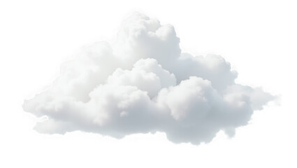 A single fluffy white cumulus cloud isolated on a pure transparent background evoking a sense of sky and atmosphere