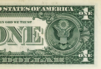 Vintage elements of paper banknotes.Bonistics.Fragment of 1 US dollar banknote for design purpose....