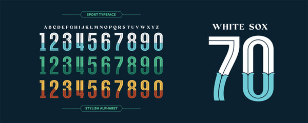 White Sox 70: a traditional football jersey font with classic color styling. Includes number templates in bold, retro forms. Ideal for sportswear, team posters, and branding.