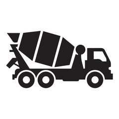 Fototapeta premium Cement Mixer Truck Silhouette Icon Vector
