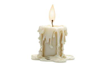 White Drip Candle with Flame Transparent PNG