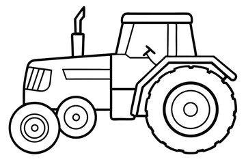 Tractor Outline Illustration Agricultural Vehicle Depicted with Bold Lines and Simple Design