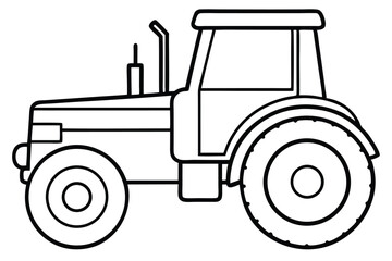 Outlined Tractor Illustration Simple CartoonStyle Agricultural Vehicle with Bold Black Lines and Wheels