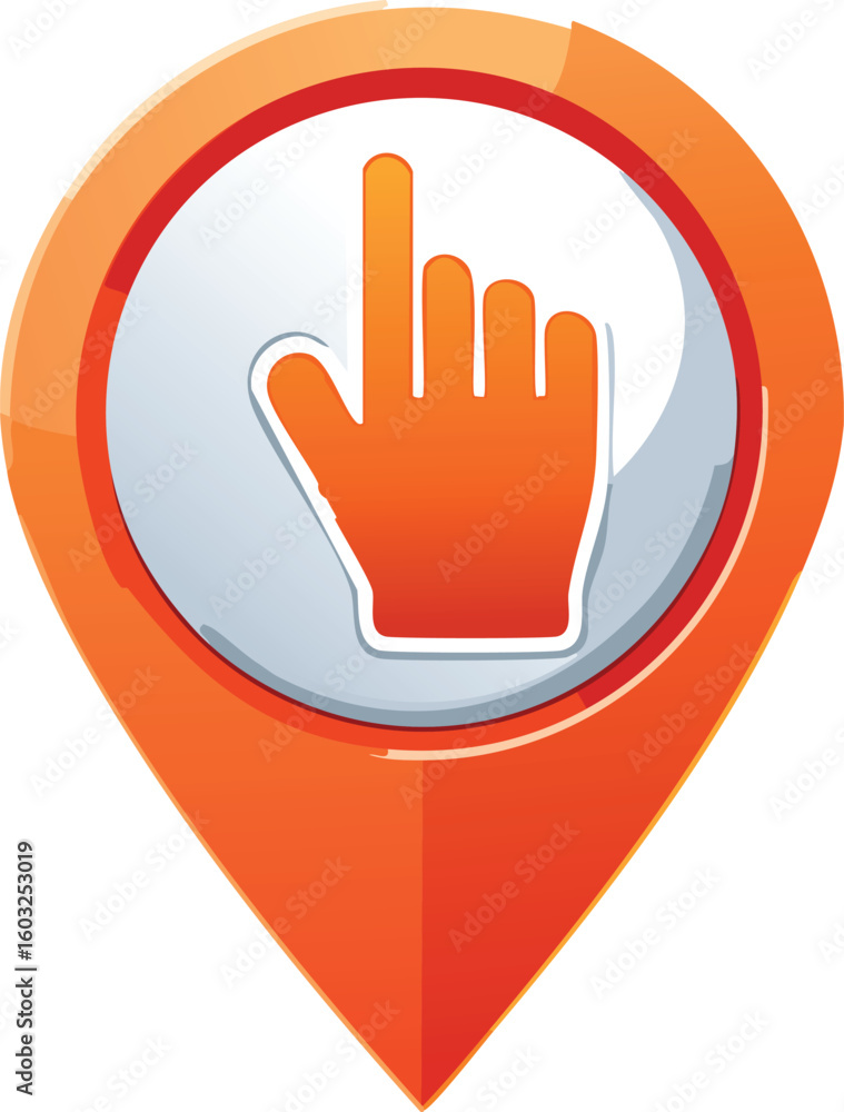 Poster 3d giant hand pointer icon – stylized vector design