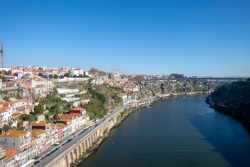Obraz premium Aerial View of Porto's Riverside Housing