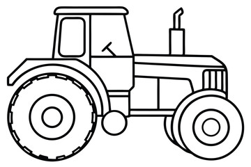 Outline Drawing of a Tractor with Big Tires and Exhaust Pipe Graphic