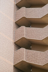 Geometric staircase wit glass windows on Building exterior