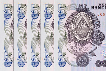 Banknote 5 Lempiras of Honduras. Fragment for designers. Paper money of Honduras.