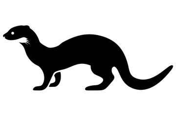 Ferret Silhouette on White Background animal isolated