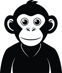 Silhouette baby monkey vector illustration cartoon icon monkey